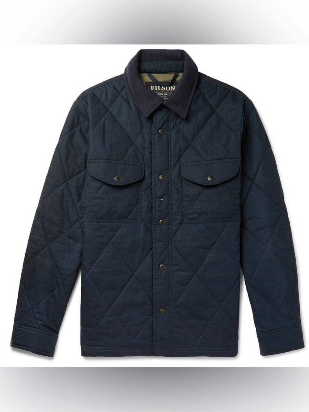 Filson Hyder Quilted Jac Shirt Waxed Cotton Jacket Navy Blue Size L